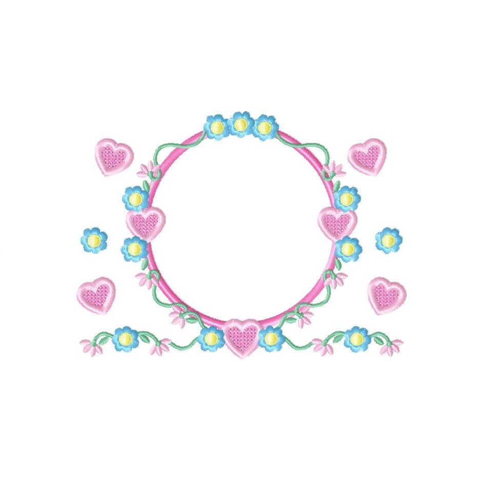 Monogram Frame embroidery designs - Flower embroidery design machine embroidery pattern - Rose wreath embroidery file - instant download