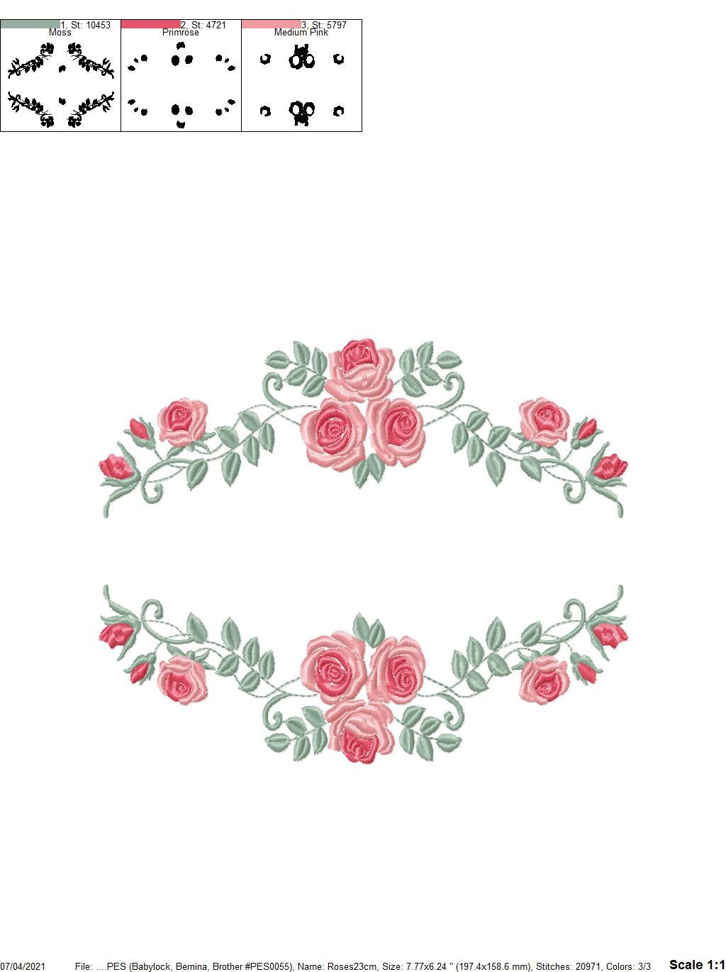 Roses embroidery designs - Flower embroidery design machine embroidery pattern - Flowers embroidery file - Flowers for towel embroidery pes Marcia Embroidery