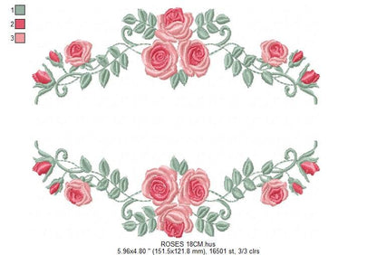 Roses embroidery designs - Flower embroidery design machine embroidery pattern - Flowers embroidery file - Flowers for towel embroidery pes Marcia Embroidery
