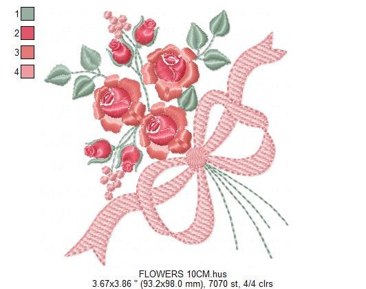 Flowers embroidery designs - Kitchen Towel embroidery design machine embroidery pattern - Roses embroidery file - Roses Bouquet embroidery