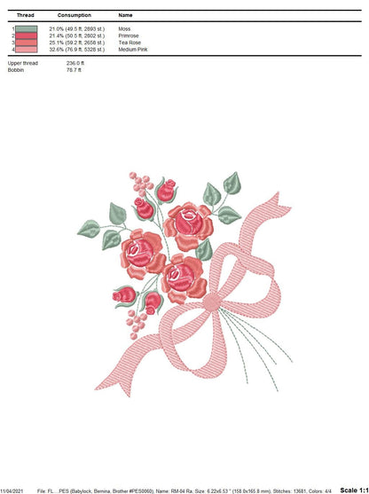 Flowers embroidery designs - Kitchen Towel embroidery design machine embroidery pattern - Roses embroidery file - Roses Bouquet embroidery