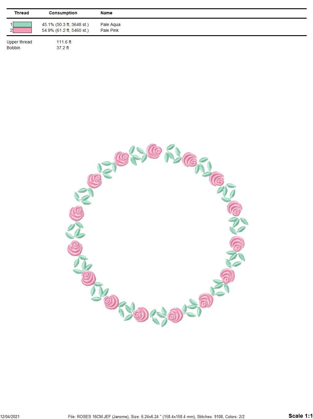 Roses Round Frame embroidery designs - Flower Wreath embroidery design machine embroidery pattern - Floral Garland file - Instant download