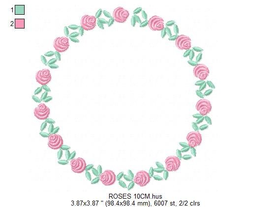 Roses Round Frame embroidery designs - Flower Wreath embroidery design machine embroidery pattern - Floral Garland file - Instant download