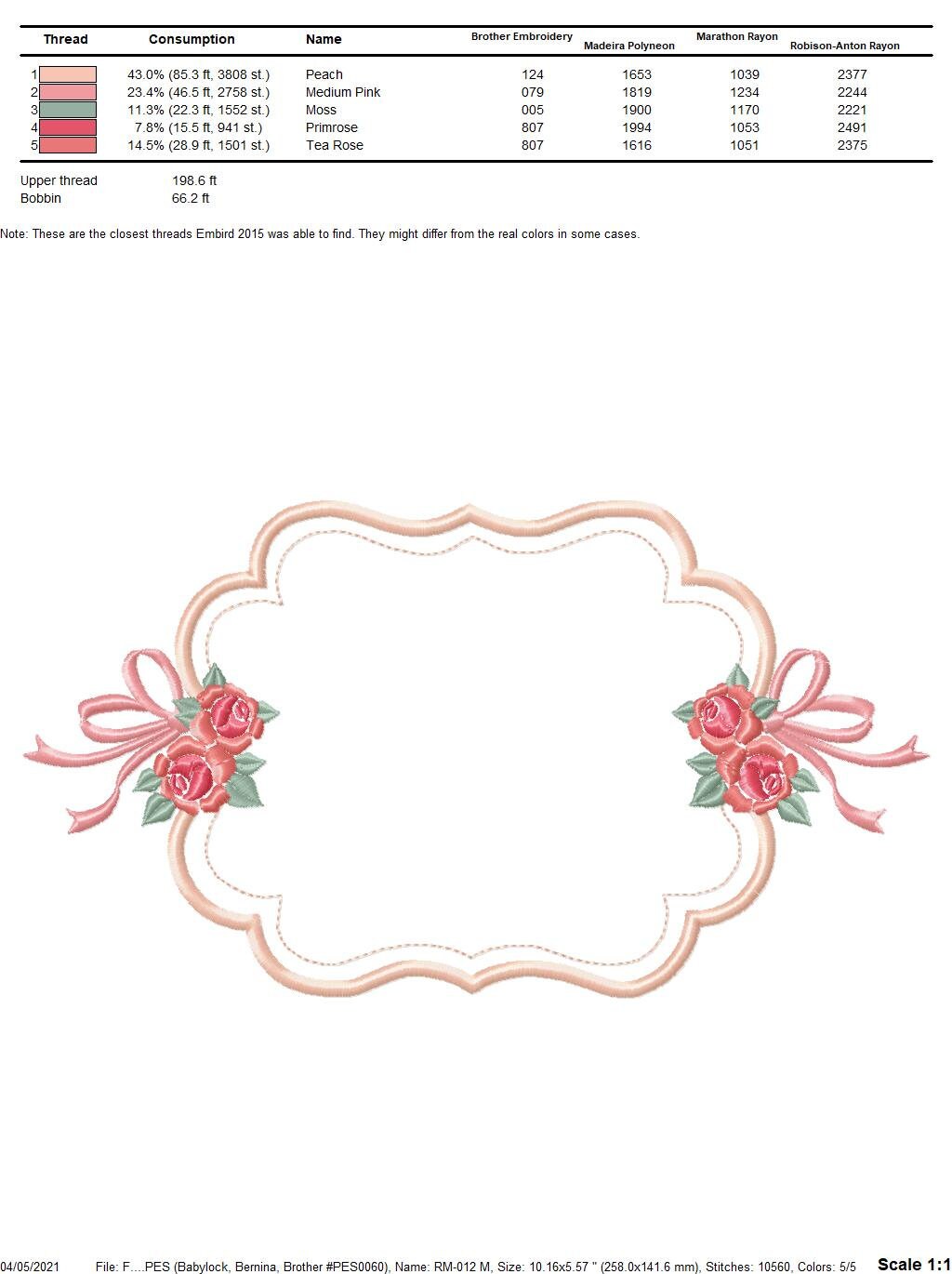 Frame embroidery designs - Monogram Frame with Flowers machine embroidery pattern - Roses applique file - Instant digital download pes jef
