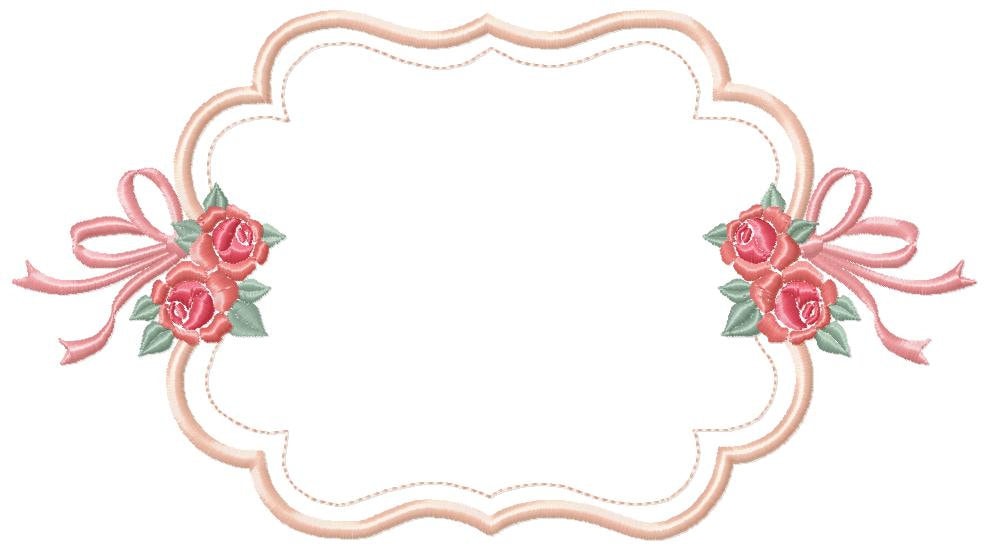 Frame embroidery designs - Monogram Frame with Flowers machine embroidery pattern - Roses applique file - Instant digital download pes jef