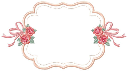 Frame embroidery designs - Monogram Frame with Flowers machine embroidery pattern - Roses applique file - Instant digital download pes jef