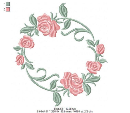 Monogram Frame with Roses embroidery designs - Flower Laurel embroidery design machine embroidery pattern - Rose wreath - Instant download Marcia Embroidery