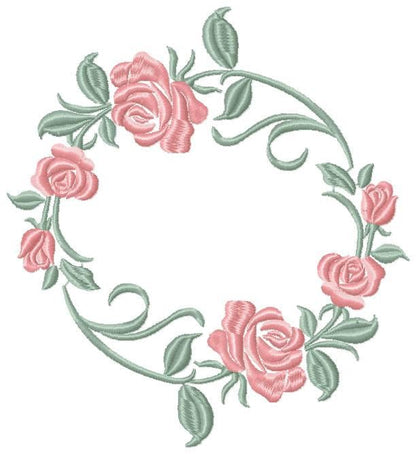 Monogram Frame with Roses embroidery designs - Flower Laurel embroidery design machine embroidery pattern - Rose wreath - Instant download Marcia Embroidery