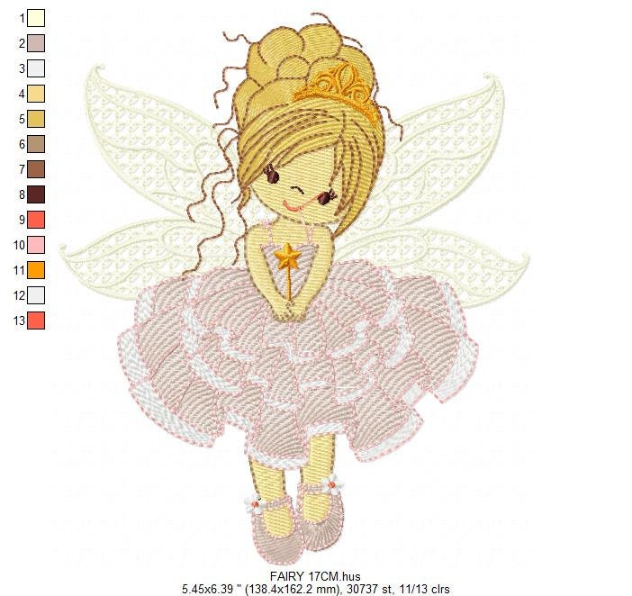 Fairy embroidery designs - Baby girl embroidery design machine embroidery pattern - Pixie embroidery file - Fairy design Instant Download