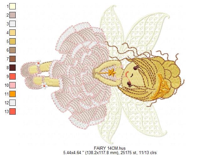 Fairy embroidery designs - Baby girl embroidery design machine embroidery pattern - Pixie embroidery file - Fairy design Instant Download