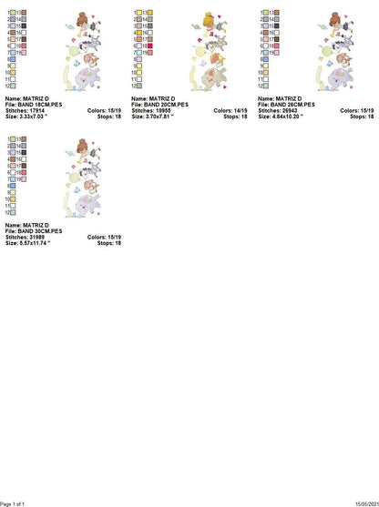 Animal musical band embroidery designs - Musical animals machine embroidery pattern - Elephant Zebra Monkey Bird file - Instant download