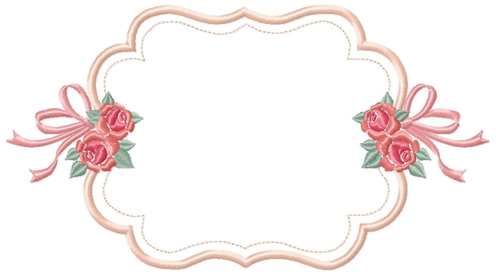Frame embroidery designs - Monogram Frame with Flowers machine embroidery pattern - Roses applique file - Instant digital download pes jef
