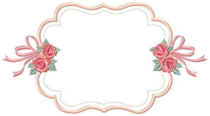 Frame embroidery designs - Monogram Frame with Flowers machine embroidery pattern - Roses applique file - Instant digital download pes jef