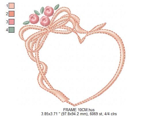 Heart with roses embroidery designs - Flower embroidery design machine embroidery pattern - Baby girl embroidery file Heart embroidery frame