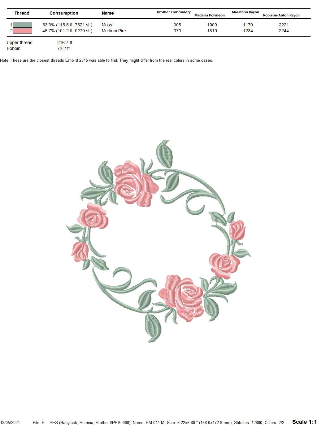 Monogram Frame with Roses embroidery designs - Flower Laurel embroidery design machine embroidery pattern - Rose wreath - Instant download Marcia Embroidery