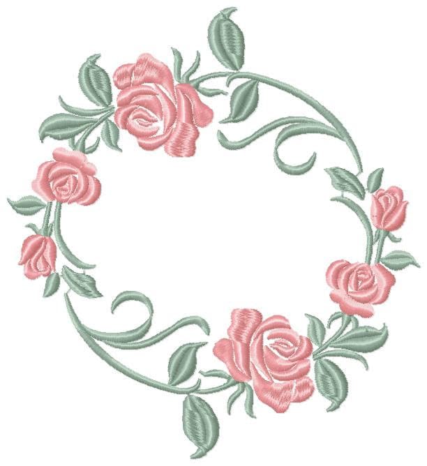 Monogram Frame with Roses embroidery designs - Flower Laurel embroidery design machine embroidery pattern - Rose wreath - Instant download Marcia Embroidery