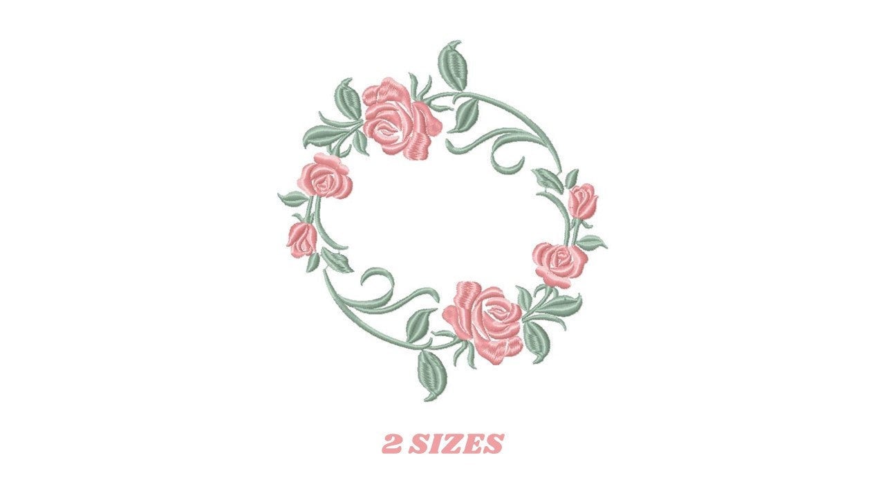 Monogram Frame with Roses embroidery designs - Flower Laurel embroidery design machine embroidery pattern - Rose wreath - Instant download Marcia Embroidery