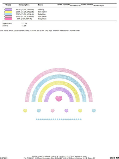 Cloud embroidery design - Rainbow embroidery designs machine embroidery pattern - Baby girl embroidery file - digital download sky rainbow