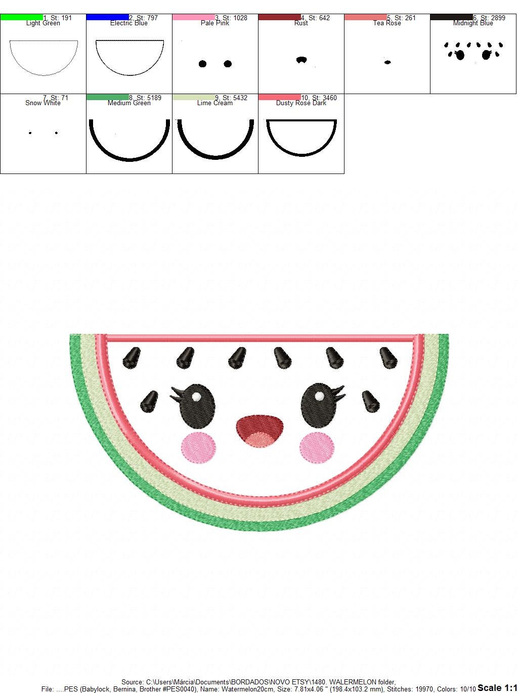 Watermelon embroidery designs - Fruit embroidery design machine embroidery pattern - Watermelon applique design - Kitchen embroidery file