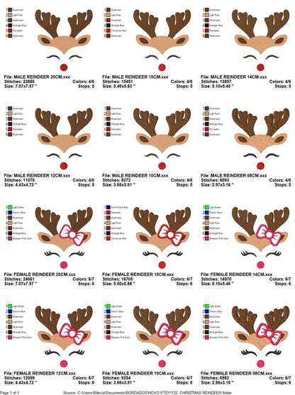 Christmas Rudolf Reindeer Embroidery Design - Xmas embroidery designs machine embroidery pattern - Holiday embroidery file instant download