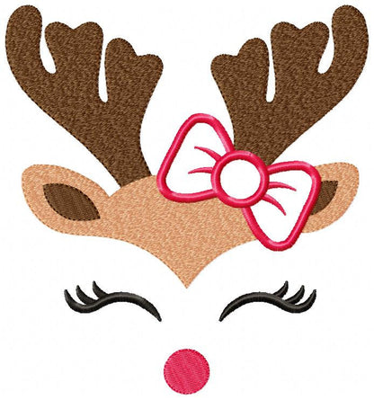 Christmas Rudolf Reindeer Embroidery Design - Xmas embroidery designs machine embroidery pattern - Holiday embroidery file instant download