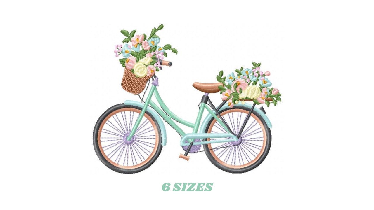 Bike embroidery designs - Bicycle embroidery design machine embroidery pattern - baby girl embroidery file - jef pes dst hus vip vp3 xxx