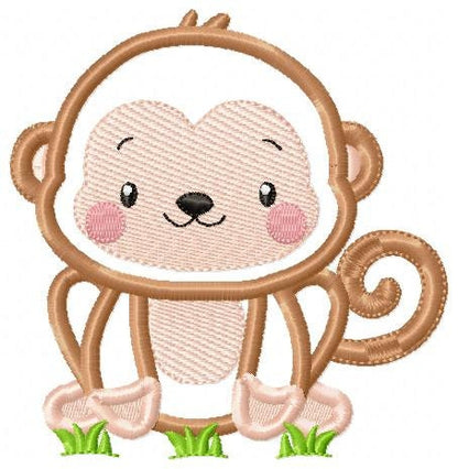 Monkey embroidery designs - Safari animal embroidery design machine embroidery pattern -Baby boy Monkey applique - Instant download pes jef