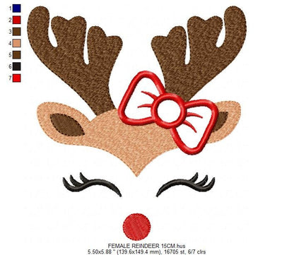 Christmas Rudolf Reindeer Embroidery Design - Xmas embroidery designs machine embroidery pattern - Holiday embroidery file instant download