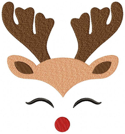Christmas Rudolf Reindeer Embroidery Design - Xmas embroidery designs machine embroidery pattern - Holiday embroidery file instant download