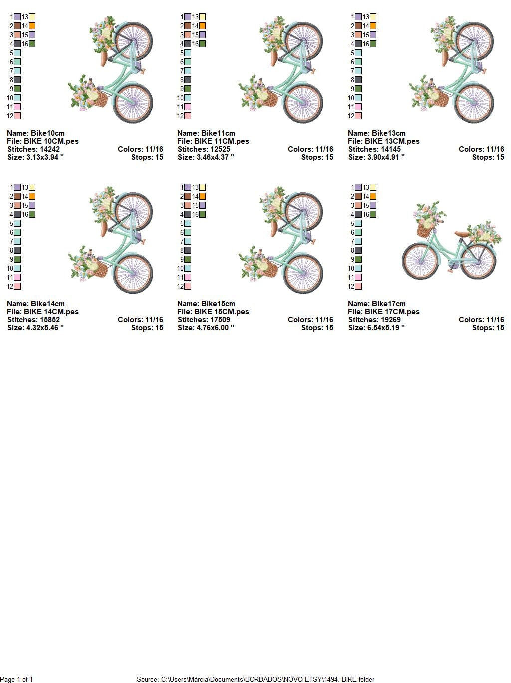 Floral Bike embroidery designs - Old Bicycle with flower basket embroidery design machine embroidery pattern - instant download jef pes dst