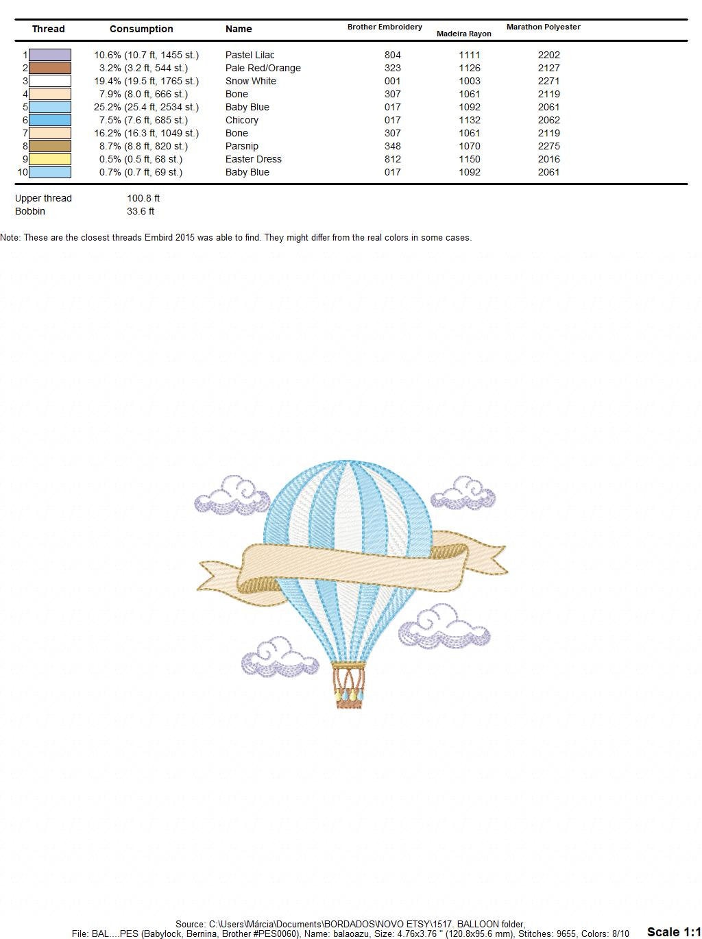 Balloon embroidery designs - Hot air balloon embroidery design machine embroidery pattern - Sky clouds embroidery file - instant download