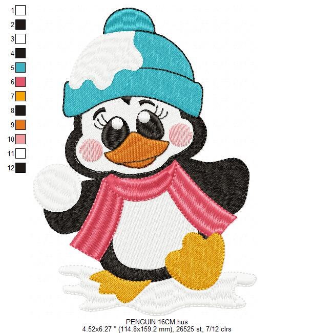 Penguin embroidery design - Animal embroidery designs machine embroidery pattern - Baby boy embroidery file - instant download Winter Cold