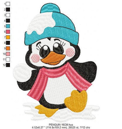 Penguin embroidery design - Animal embroidery designs machine embroidery pattern - Baby boy embroidery file - instant download Winter Cold