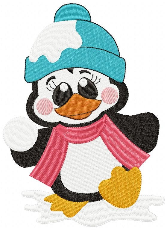 Penguin embroidery design - Animal embroidery designs machine embroidery pattern - Baby boy embroidery file - instant download Winter Cold