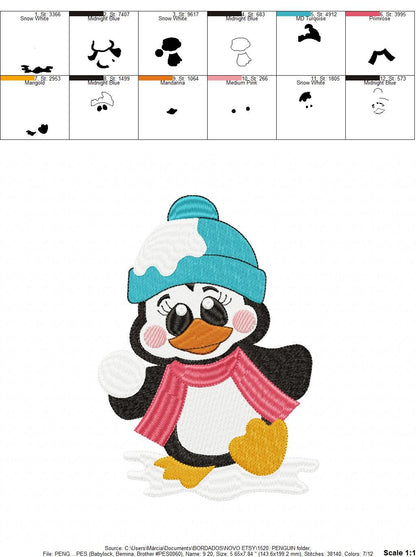 Penguin embroidery design - Animal embroidery designs machine embroidery pattern - Baby boy embroidery file - instant download Winter Cold
