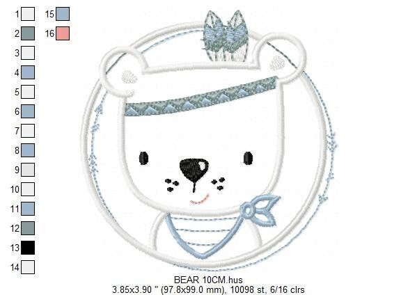 Bear embroidery designs - Indian embroidery design machine embroidery pattern - Baby Boy embroidery file - instant download bear in a frame
