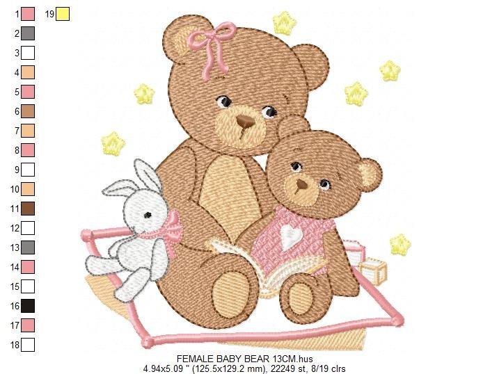 Bear embroidery designs - Teddy embroidery design machine embroidery pattern - Baby Girl embroidery file - instant download bear with garden Marcia Embroidery