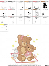 Carica l&#39;immagine nel visualizzatore di Gallery, Bear embroidery designs - Teddy embroidery design machine embroidery pattern - Baby Girl embroidery file - instant download bear with garden
