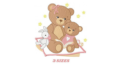 Bear embroidery designs - Teddy embroidery design machine embroidery pattern - Baby Girl embroidery file - instant download bear with garden Marcia Embroidery