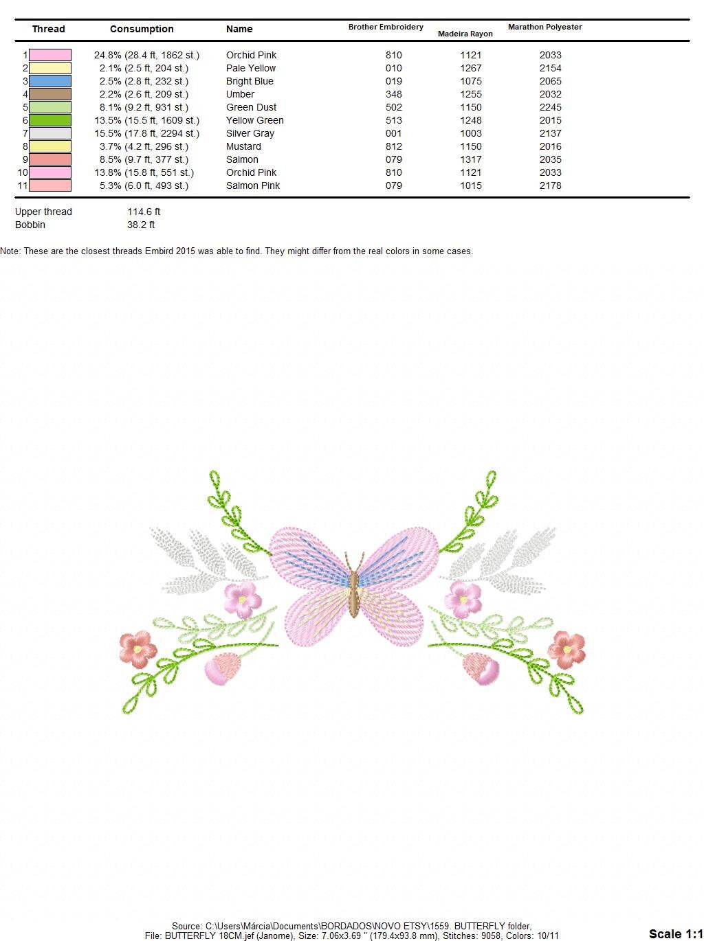 Butterfly embroidery design - Delicate Flowers embroidery designs machine embroidery pattern - baby girl embroidery file - instant download