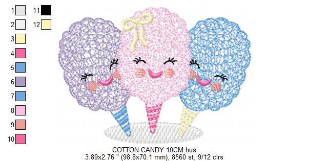 Cotton candy embroidery designs - Children Ice cream machine embroidery pattern - Cotton candy cart file - Instant digital download pes jef