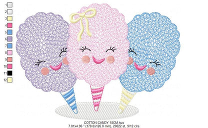 Cotton candy embroidery designs - Children Ice cream machine embroidery pattern - Cotton candy cart file - Instant digital download pes jef