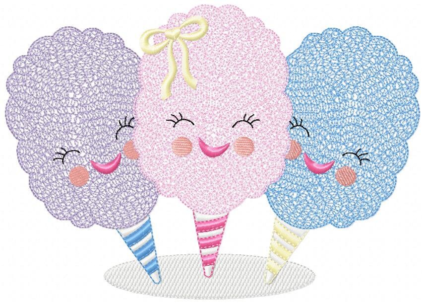 Cotton candy embroidery designs - Children Ice cream machine embroidery pattern - Cotton candy cart file - Instant digital download pes jef
