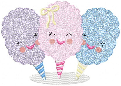 Cotton candy embroidery designs - Children Ice cream machine embroidery pattern - Cotton candy cart file - Instant digital download pes jef