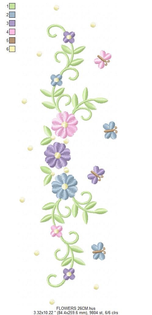 Flower Frame embroidery designs - Flower embroidery design machine embroidery pattern - Butterfly embroidery file - baby girl embroidery pes