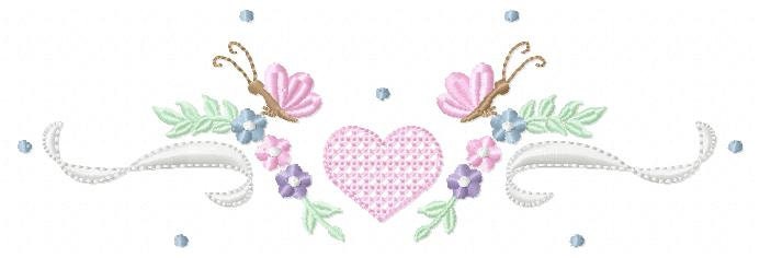 Flower Frame embroidery designs - Heart with butterflies machine embroidery pattern - Baby girl file - Instant digital download pes jef dst