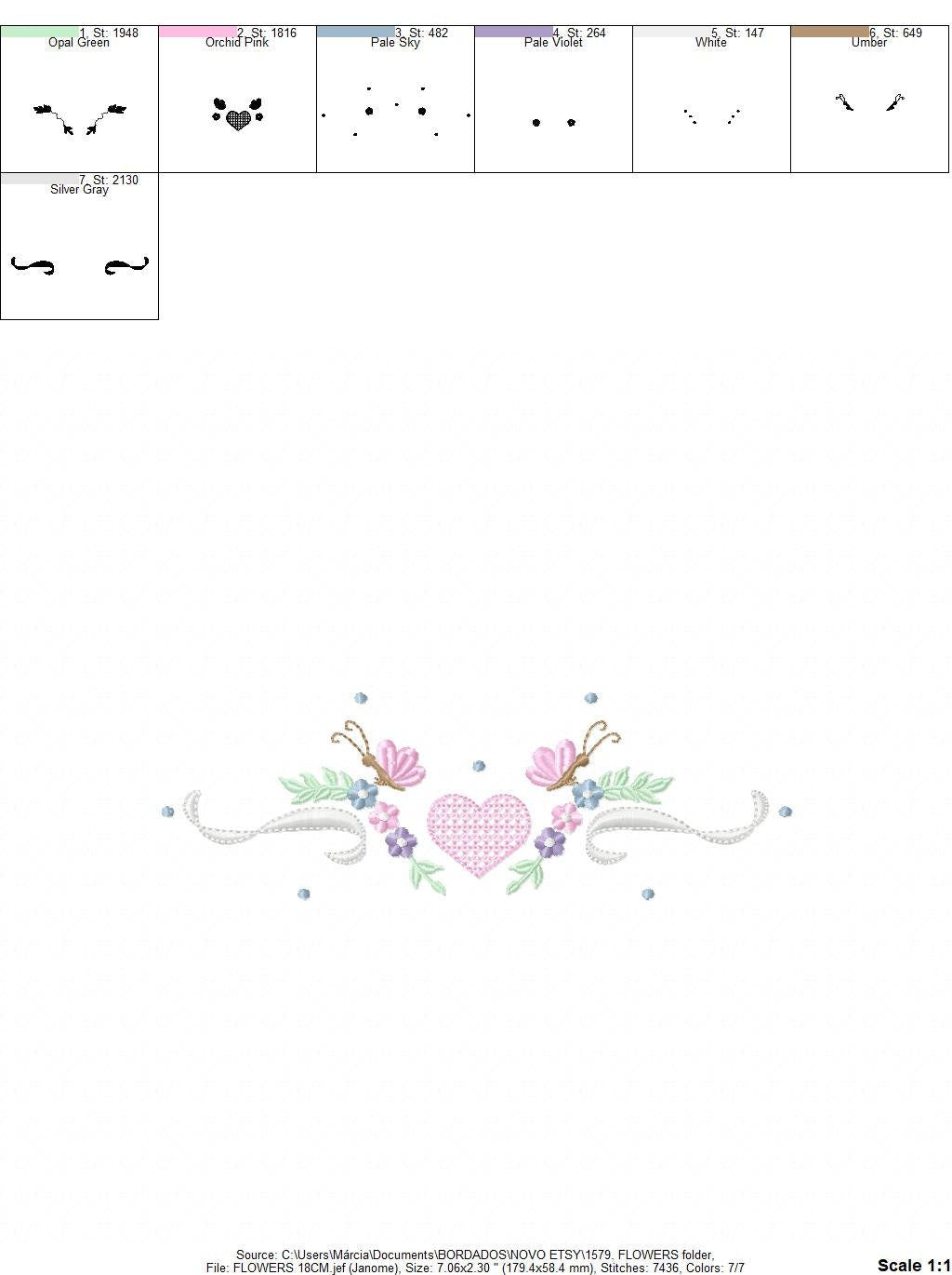 Flower Frame embroidery designs - Heart with butterflies machine embroidery pattern - Baby girl file - Instant digital download pes jef dst