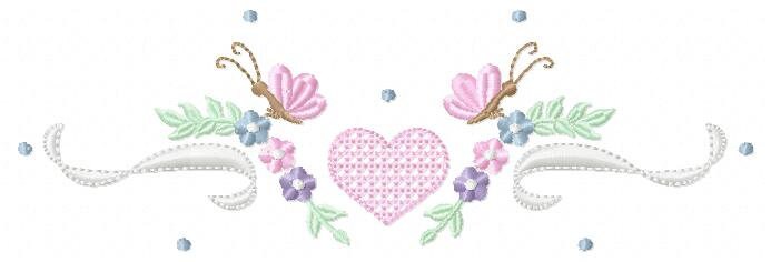 Flower Frame embroidery designs - Heart with butterflies machine embroidery pattern - Baby girl file - Instant digital download pes jef dst