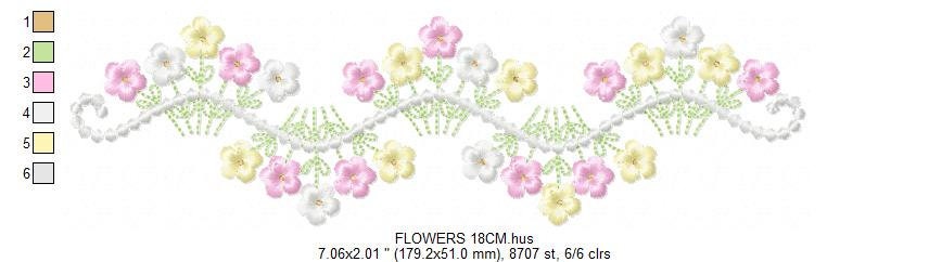 Flower Frame embroidery designs - Floral Divider machine embroidery pattern - Baby girl Kitchen towel file - Instant digital download pes