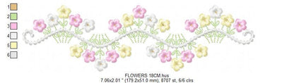 Flower Frame embroidery designs - Floral Divider machine embroidery pattern - Baby girl Kitchen towel file - Instant digital download pes